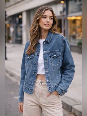 Alex Mill Denim Jacket Women’s Large Blue Classic Trucker EUC